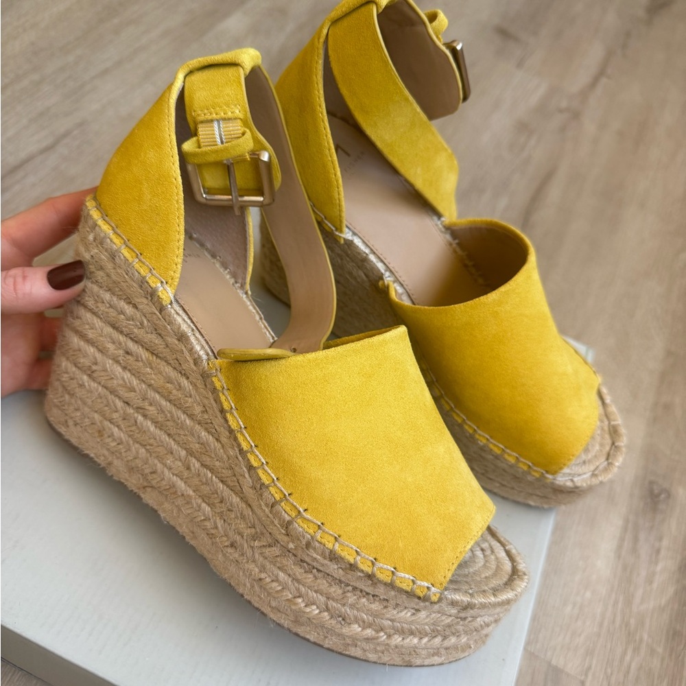Marc Fisher Yellow Wedge Espadrilles